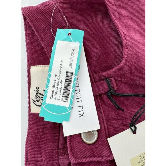 Cosmic Blue Love Jeans Women’s Size 27 Petite Corduroy Magenta Pink Skinny NWT​​ - Picture 5 of 16